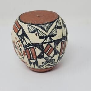 Vintage Flawed Wax candle with Native motif &Painted Vase Shape Unused Preowned